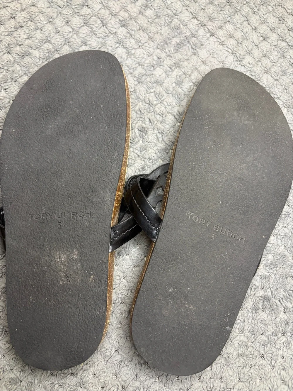 Tory Burch Black Logo Thong Sandals Size 5